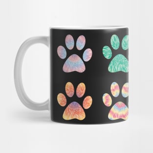 Colorful tie dye effect dog paws Mug